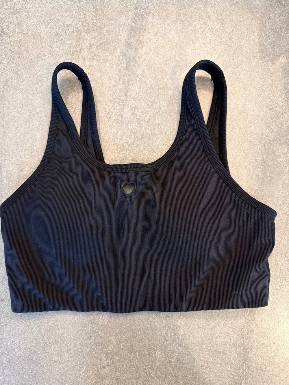 lululemon athletica limited edition Black Ribbed Scoop Sports Bra heart cut out